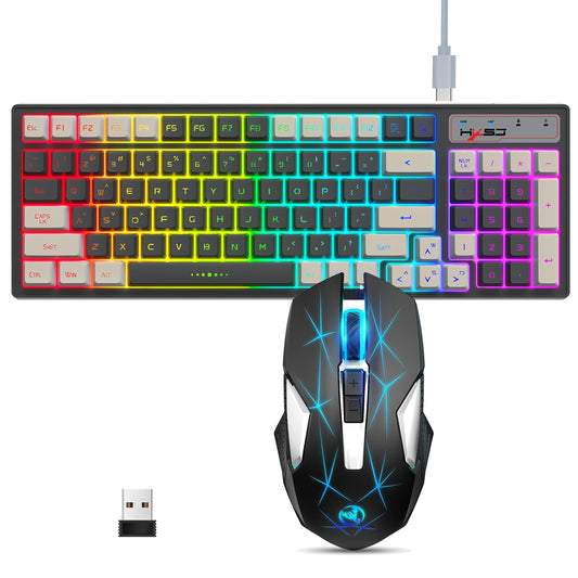 RCY Wireless Keyboard and Mouse 96 Keys Mechanical Feel Keyboard Mice Combo